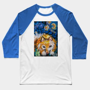 Orange Fox Original Oil-Paint Art Baseball T-Shirt